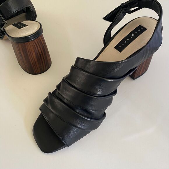 Sanctuary Women's Regal Asymmetric Sandals Black Soft Leather 9M - Picture 5 of 12